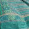 Sanskriti Vintage Sarees Sea-Green 100% Pure Silk Printed Sari 5yd Craft Fabric