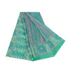 Sanskriti Vintage Sarees Sea-Green 100% Pure Silk Printed Sari 5yd Craft Fabric