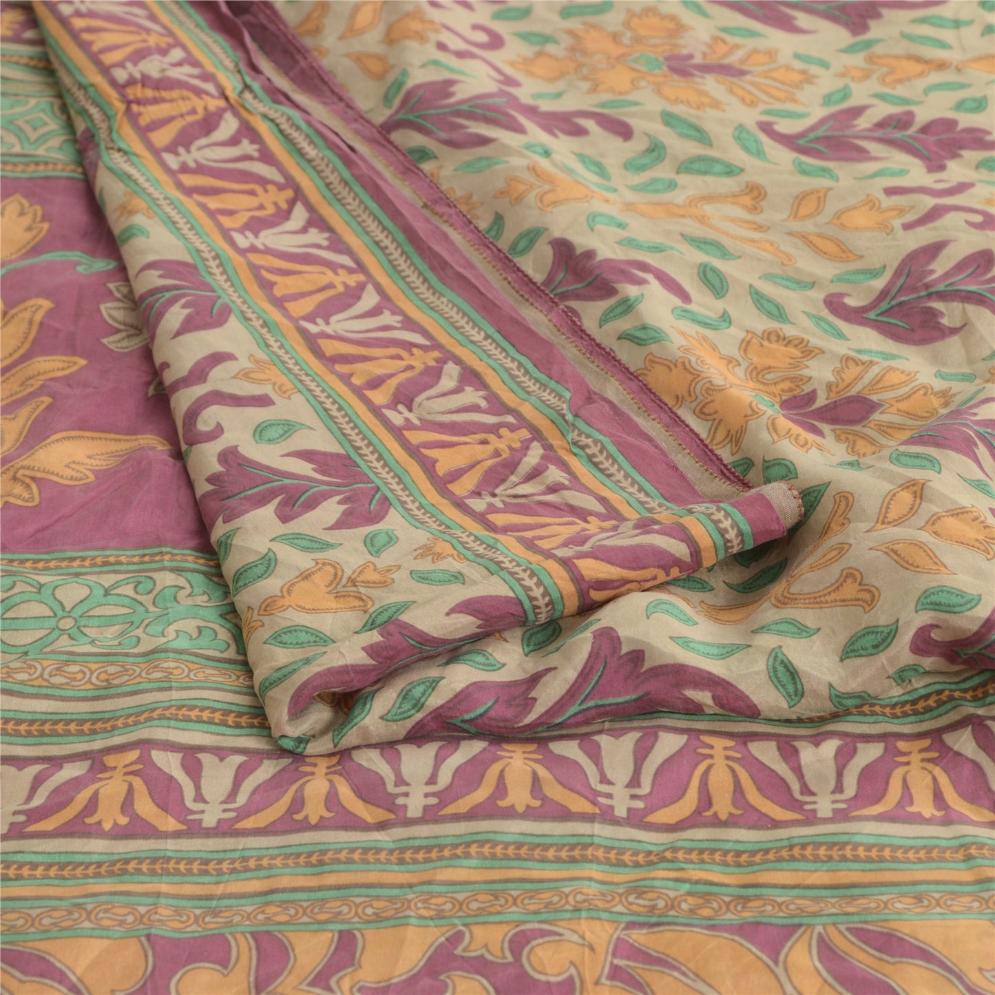 Sanskriti Vintage Sarees Pure Silk Quilting Felting Craft Fabric Printed Sari