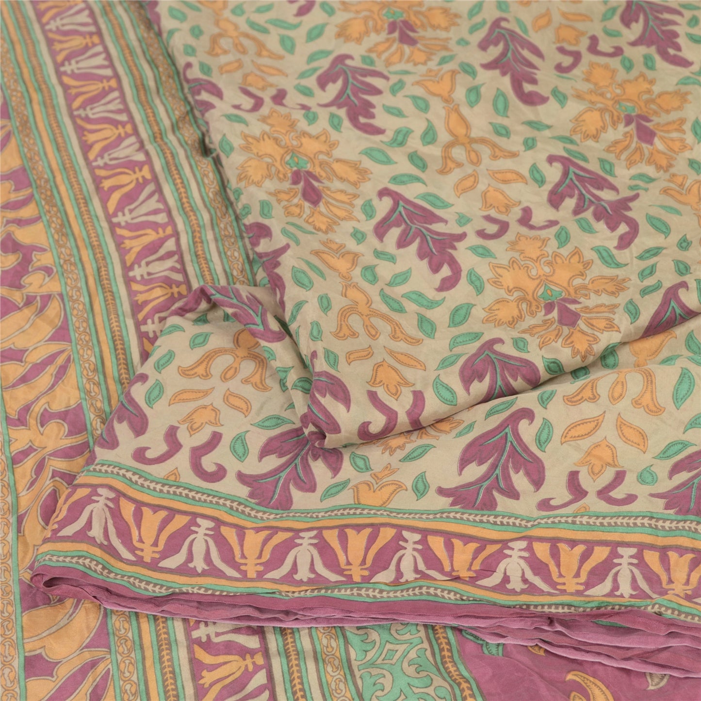 Sanskriti Vintage Sarees Pure Silk Quilting Felting Craft Fabric Printed Sari