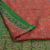 Sanskriti Vintage Sarees Red/Green Pure Silk Printed Sari Floral Craft Fabric