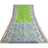 Sanskriti Vintage Sarees Green/Blue 100% Pure Silk Printed Sari 5yd Craft Fabric