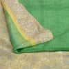 Sanskriti Vintage Sarees Green/Ivory 100% Pure Silk Printed Sari Craft Fabric