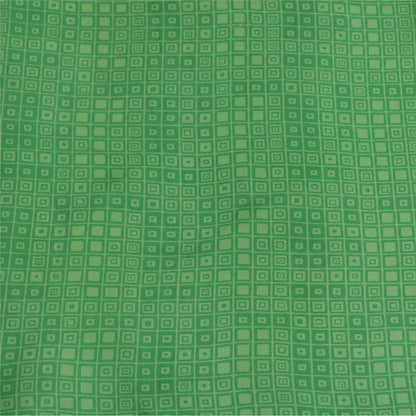 Sanskriti Vintage Sarees Green/Ivory 100% Pure Silk Printed Sari Craft Fabric