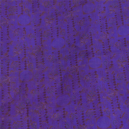 Sanskriti Vintage Sarees Purple Zari Border Pure Silk Printed Sari Craft Fabric