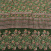 Sanskriti Vintage Sarees Green 100% Pure Silk Printed Sari 6yd Soft Craft Fabric