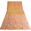 Sanskriti Vintage Sarees Indian Peach Pure Silk Printed Sari Floral Craft Fabric