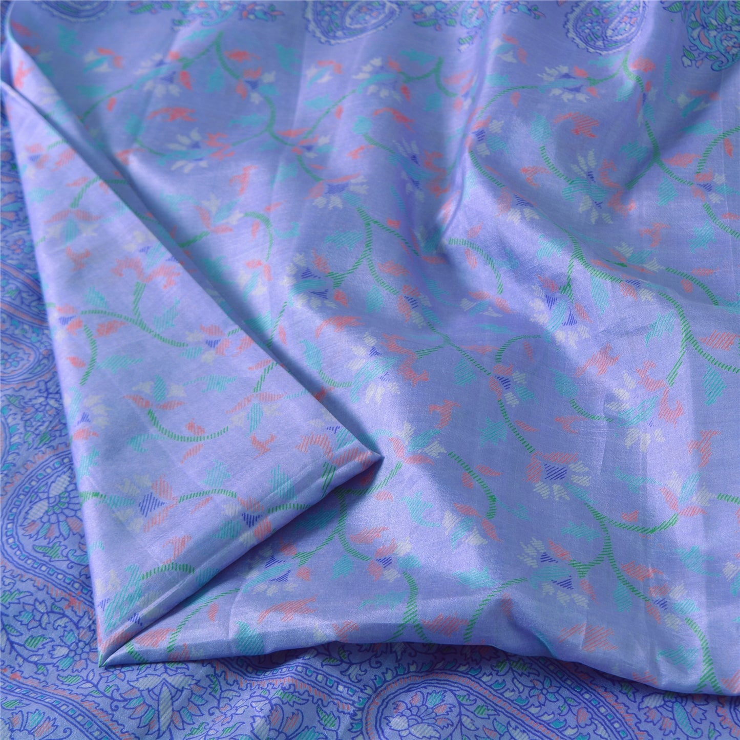 Sanskriti Vintage Sarees Pure Silk  6yd Quilting Felting Craft Fabric Print Sari