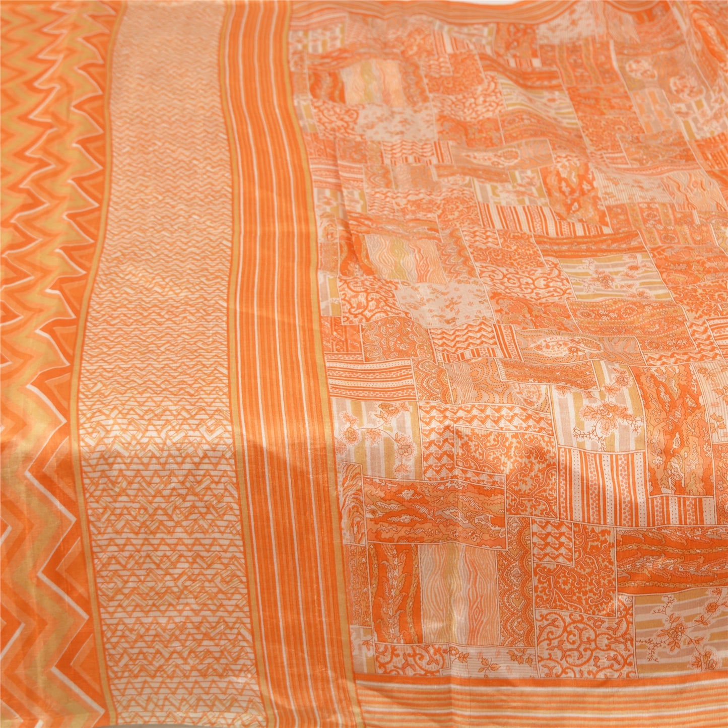 Sanskriti Vintage Sarees Quilting Felting 6yd Craft Fabric Pure Silk Print Sari