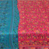 Sanskriti Vintage Sarees Indian Pink/Blue Pure Silk Printed Sari Craft Fabric