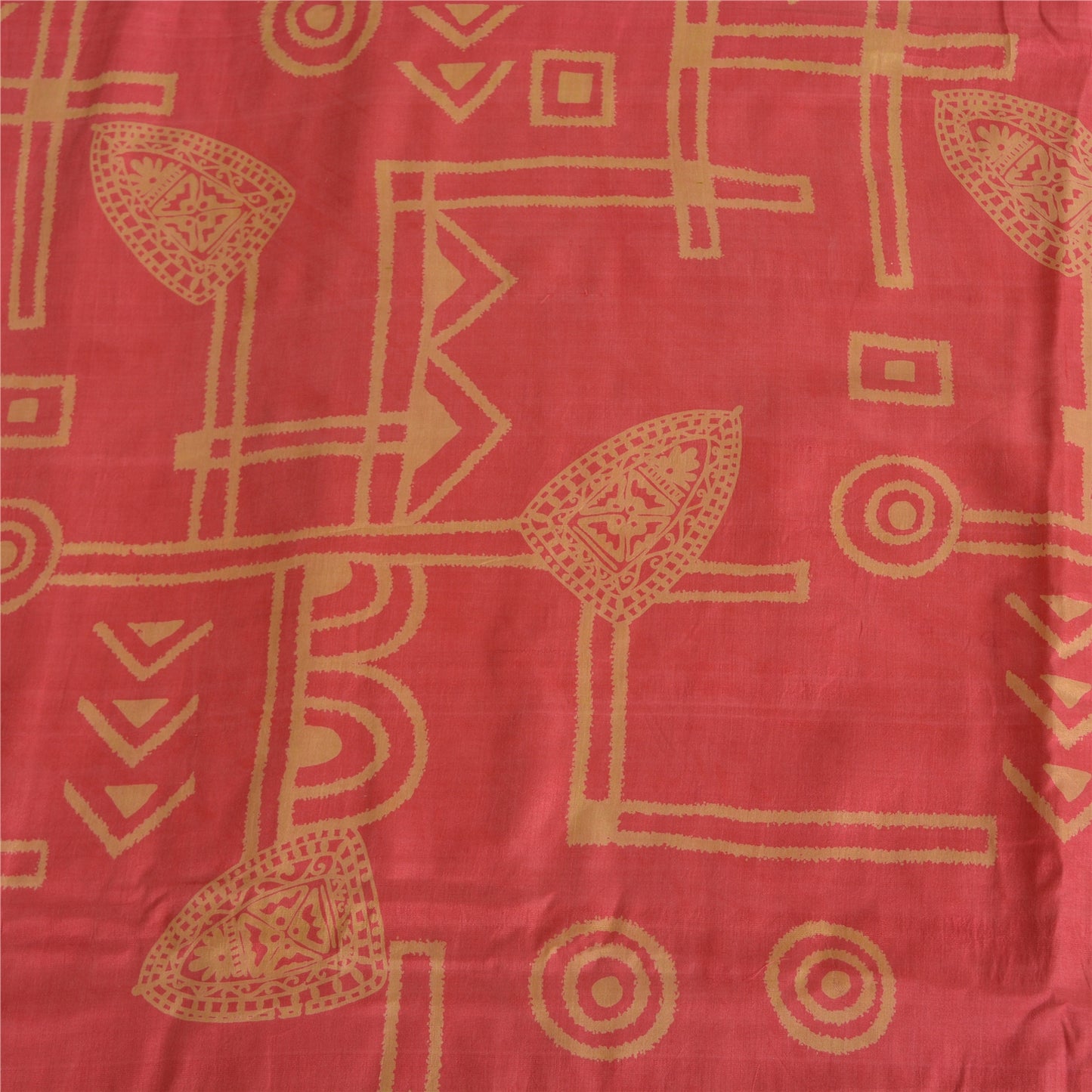 Sanskriti Vintage Sarees Indian Pink 100% Pure Silk Printed Sari Craft Fabric