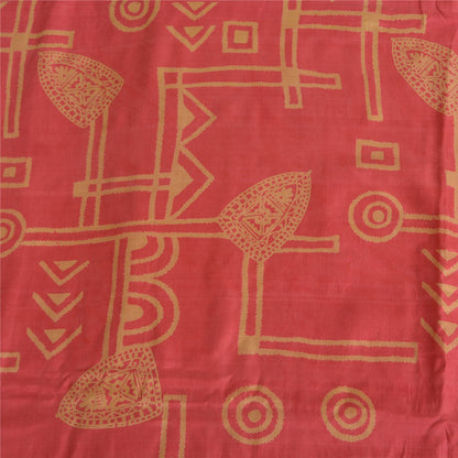 Sanskriti Vintage Sarees Indian Pink 100% Pure Silk Printed Sari Craft Fabric