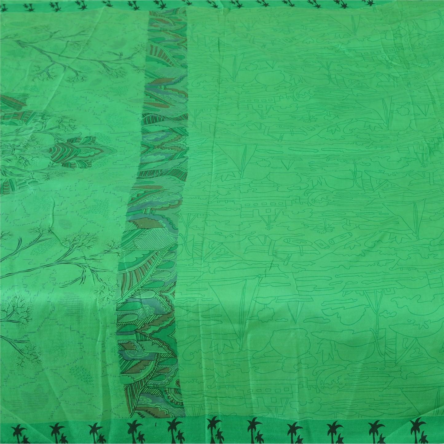 Sanskriti Vintage Sarees Pure Silk 5yd Quilting Felting Craft Fabric Print Sari