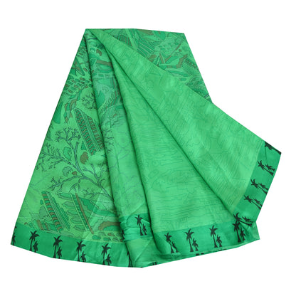 Sanskriti Vintage Sarees Pure Silk 5yd Quilting Felting Craft Fabric Print Sari