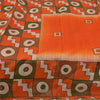 Sanskriti Vintage Sarees Indian Orange Pure Silk Geometric Print Sari 6yd Fabric