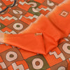 Sanskriti Vintage Sarees Indian Orange Pure Silk Geometric Print Sari 6yd Fabric