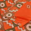 Sanskriti Vintage Sarees Indian Orange Pure Silk Geometric Print Sari 6yd Fabric