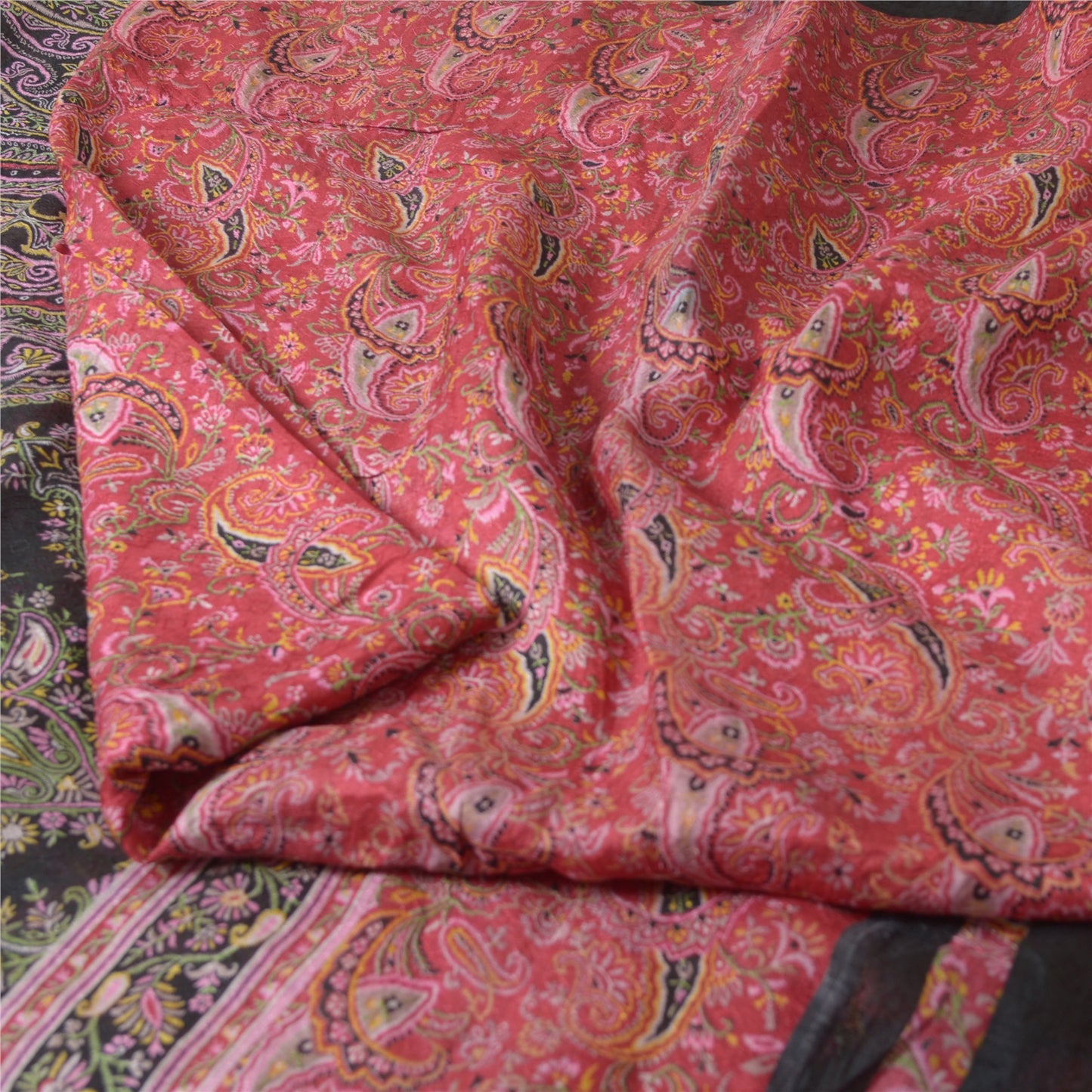 Sanskriti Vintage Sarees 100% Pure Silk Quilting Felting Craft Fabric Print Sari