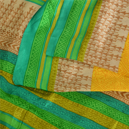 Sanskriti Vintage Sarees Pure Silk 5yd Quilting Felting Craft Fabric Print Sari