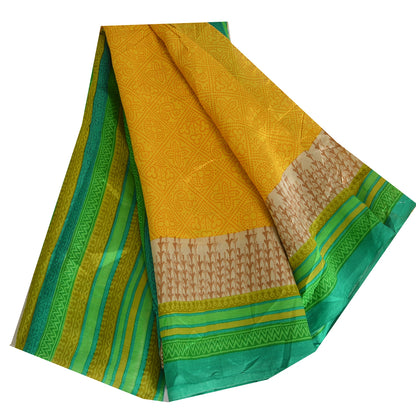 Sanskriti Vintage Sarees Pure Silk 5yd Quilting Felting Craft Fabric Print Sari