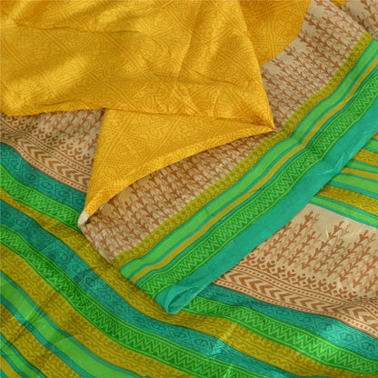 Sanskriti Vintage Sarees Pure Silk 5yd Quilting Felting Craft Fabric Print Sari