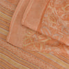 Sanskriti Vintage Sarees Peach 100% Pure Silk Printed Sari Floral Craft Fabric