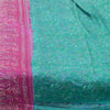 Sanskriti Vintage Sarees Green/Pink 100% Pure Silk Printed Sari 5yd Craft Fabric