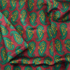 Sanskriti Vintage Sarees Red/Green 100% Pure Silk Printed Sari 5yd Craft Fabric