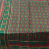 Sanskriti Vintage Sarees Red/Green 100% Pure Silk Printed Sari 5yd Craft Fabric