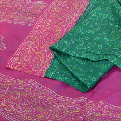 Sanskriti Vintage Sarees Quilting Felting Craft Fabric Pure Silk Bandhani Sari