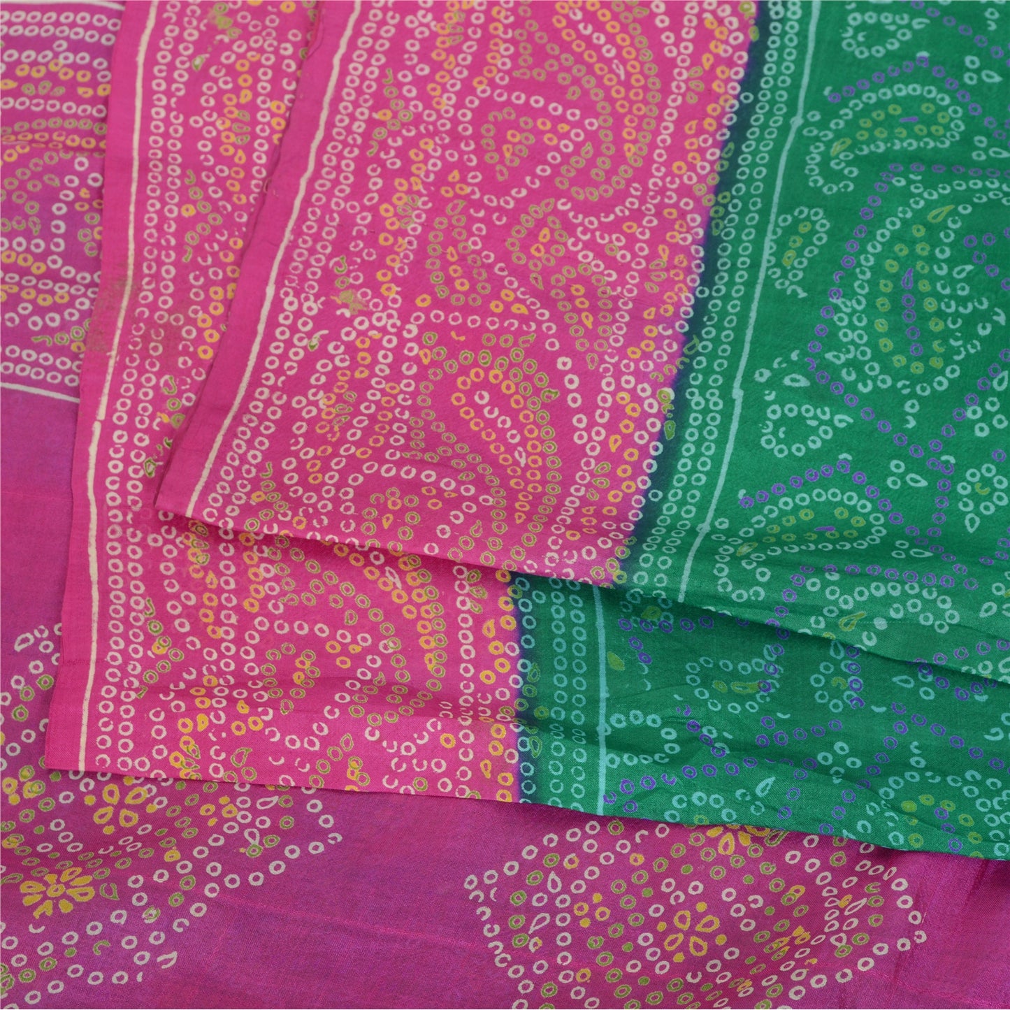 Sanskriti Vintage Sarees Quilting Felting Craft Fabric Pure Silk Bandhani Sari