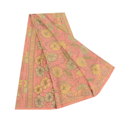 Sanskriti Vintage Sarees Dusty Pink Pure Silk Printed Sari 5yd Craft Fabric