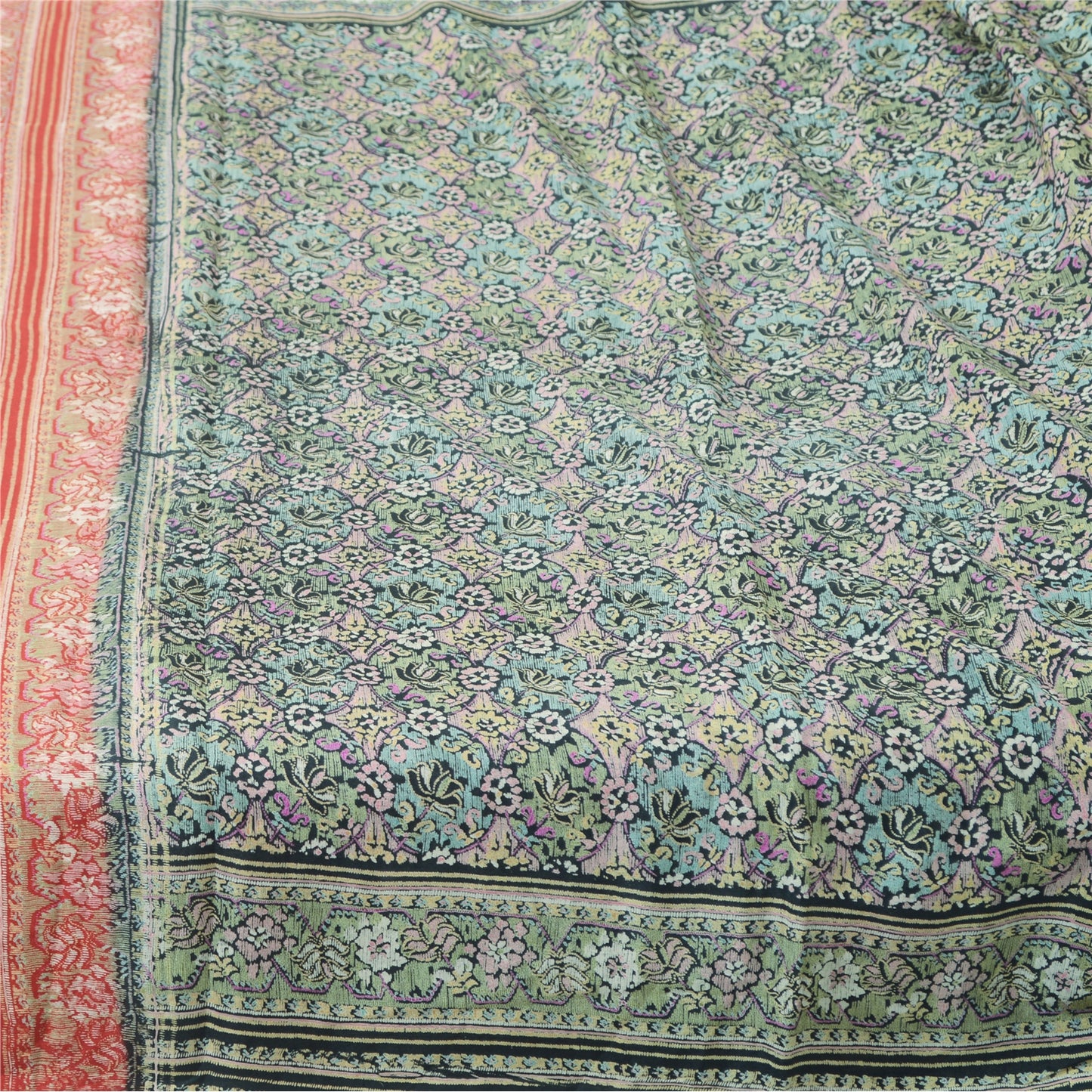 Sanskriti Vintage Sarees 100% Pure Silk Print Sari Quilting Felting Craft Fabric