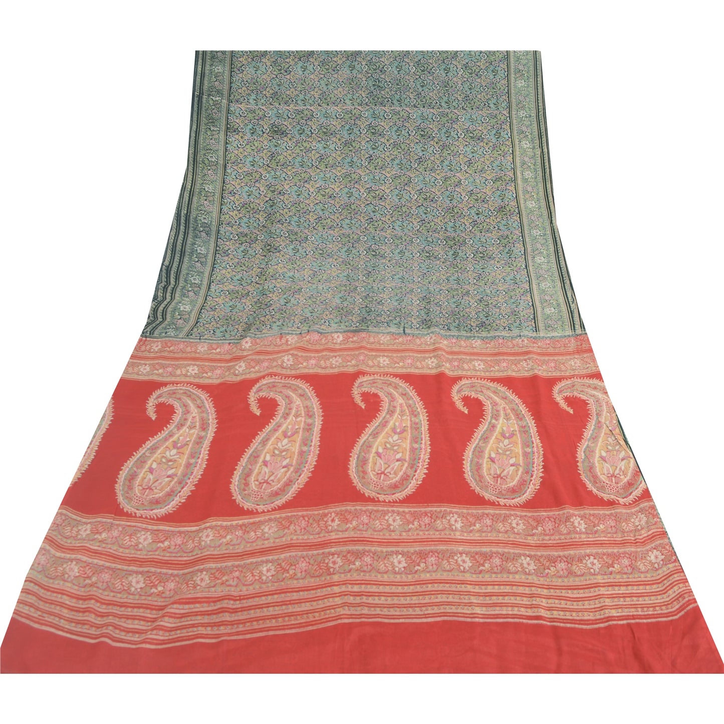 Sanskriti Vintage Sarees 100% Pure Silk Print Sari Quilting Felting Craft Fabric