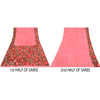 Sanskriti Vintage Sarees Pink Quilting Felting Craft Fabric Pure Silk Print Sari