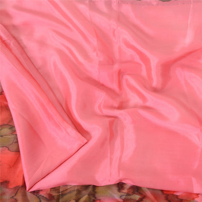 Sanskriti Vintage Sarees Pink Quilting Felting Craft Fabric Pure Silk Print Sari