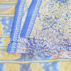 Sanskriti Vintage Sarees Blue Quilting Felting Craft Fabric Pure Silk Print Sari