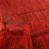 Sanskriti Vintage Sarees From India Red Pure Silk Printed Sari 6yd Craft Fabric