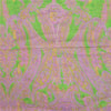 Sanskriti Vintage Sarees Green/Pink Pure Georgette Woven/Printed Sari 5yd Fabric