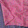 Sanskriti Vintage Sarees Pink/Purple Pure Silk Printed Sari 6yd Craft Fabric