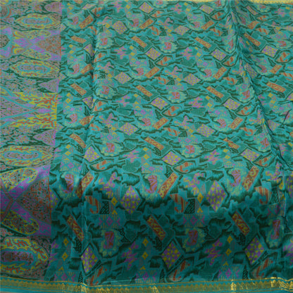 Sanskriti Vintage Sarees 5yd Quilting Felting Craft Fabric Pure Silk Print Sari