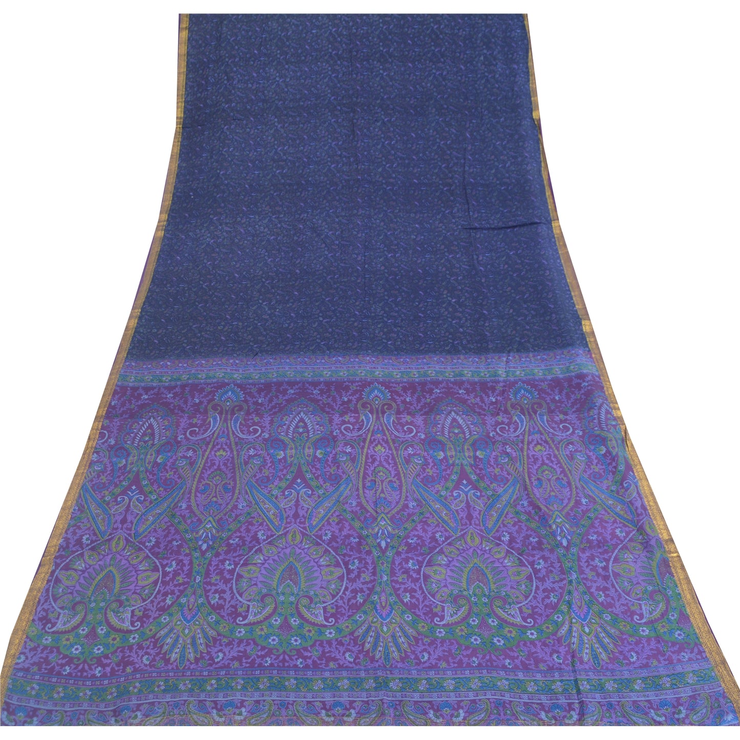 Sanskriti Vintage Sarees Pure Silk 5yd Quilting Felting Craft Fabric Print Sari