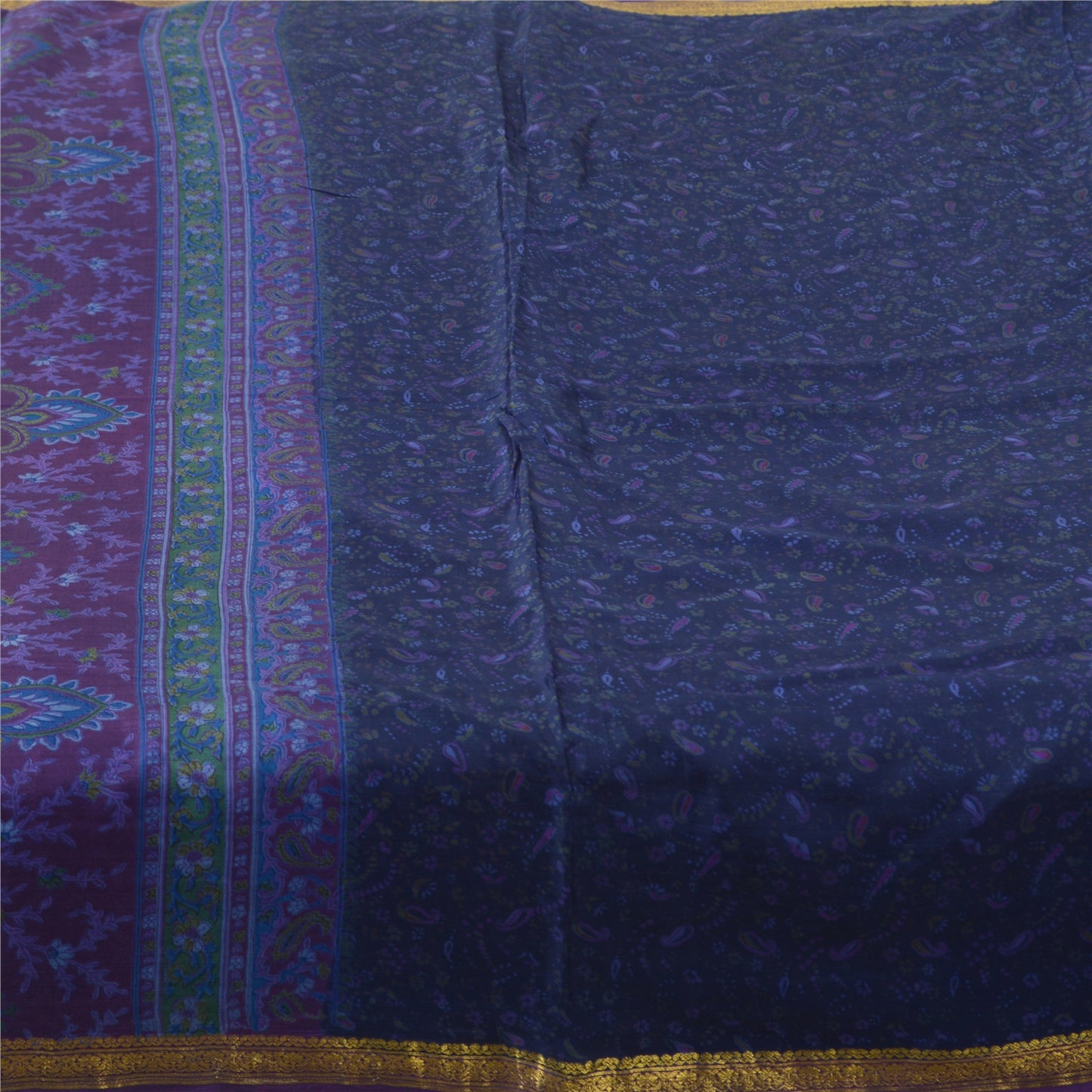 Sanskriti Vintage Sarees Pure Silk 5yd Quilting Felting Craft Fabric Print Sari