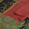 Sanskriti Vintage Sarees Red Zari Border Pure Silk Printed Sari 5yd Craft Fabric