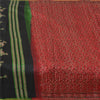 Sanskriti Vintage Sarees Red Zari Border Pure Silk Printed Sari 5yd Craft Fabric