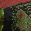 Sanskriti Vintage Sarees Red Zari Border Pure Silk Printed Sari 5yd Craft Fabric