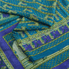 Sanskriti Vintage Sarees Indian Blue Pure Silk Women Printed Sari Craft Fabric