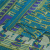 Sanskriti Vintage Sarees Indian Blue Pure Silk Women Printed Sari Craft Fabric