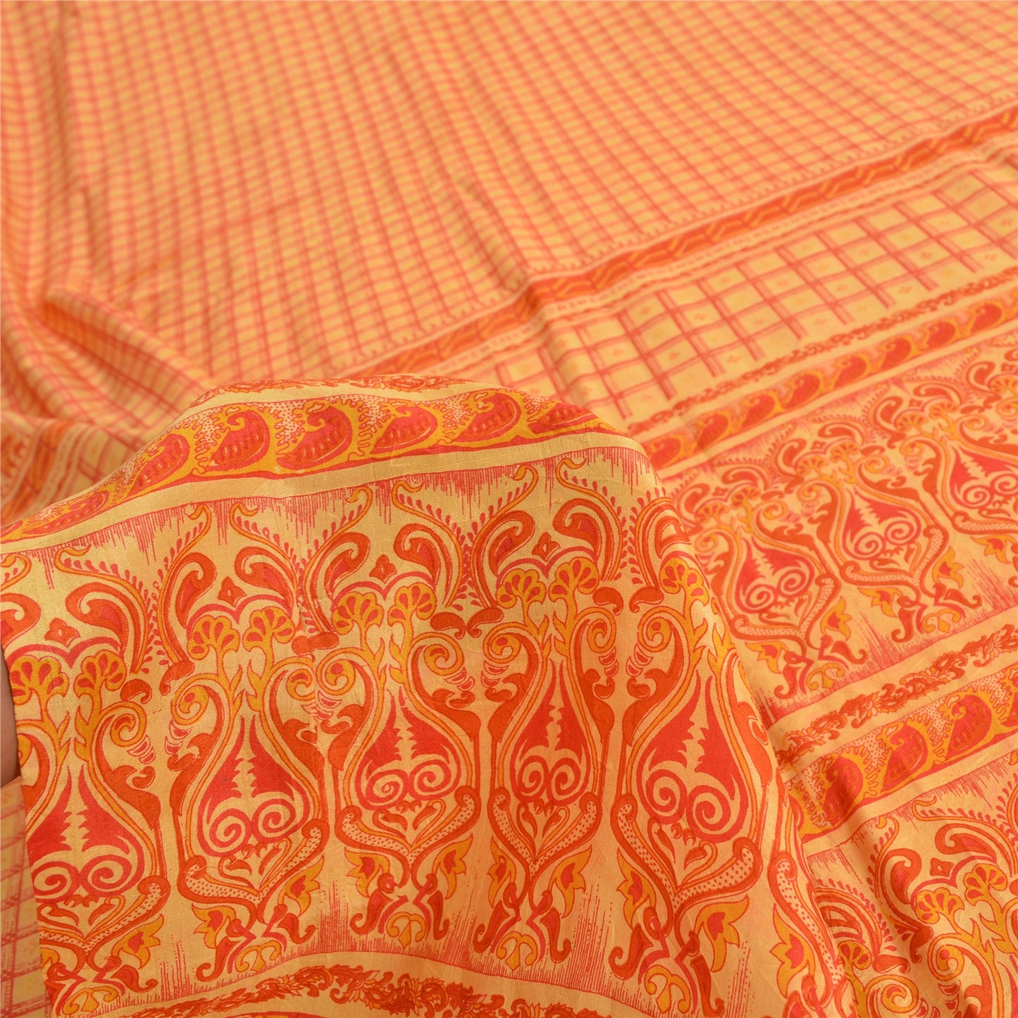 Sanskriti Vintage Sarees 100% Pure Silk Quilting Felting Craft Fabric Print Sari