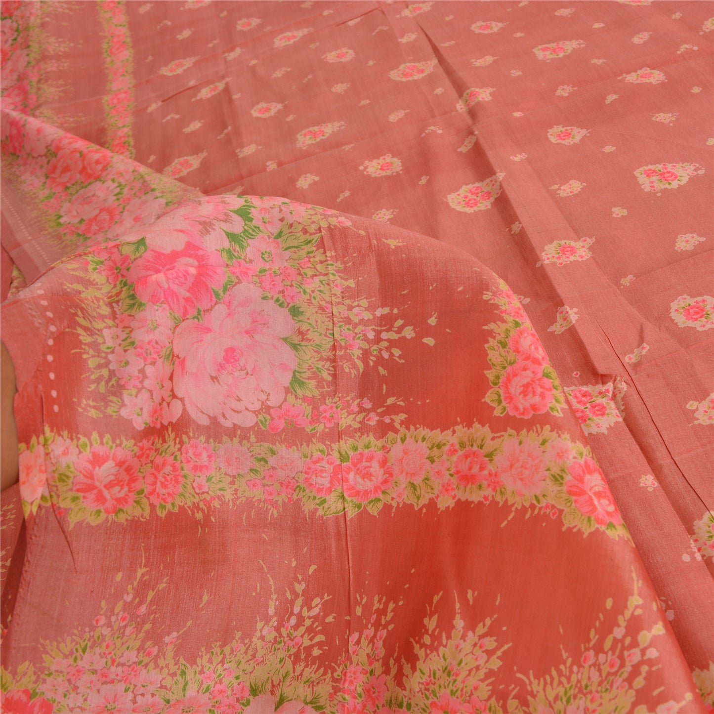 Sanskriti Vintage Sarees Pure Silk Quilting Felting Craft Fabric Printed Sari